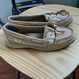 Gold sparkle Sperry boat shoes